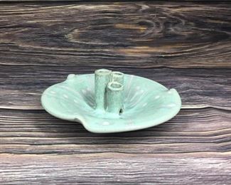 Vintage Essence Burner Ashtray Floral Frog Bowl Dripware Pottery Signed