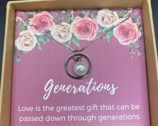 Kedrian Sterling Silver Faux Pearl Pendant Necklace with Box
