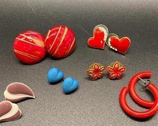 Retro 1980s Enamel Earring Lot