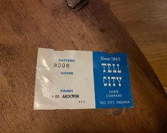 Dining room table label