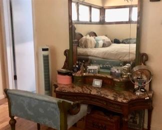 Vanity, mirror & chair 