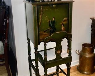 Vintage Asian painted telephone table 