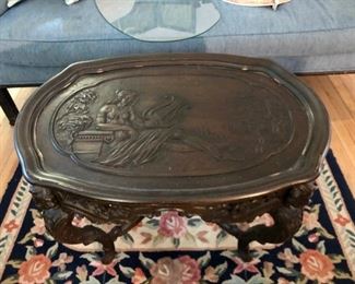 Carved wood accent tables 