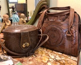 Vintage tooled leather bags 