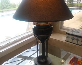 One of Two Bronze Lamps