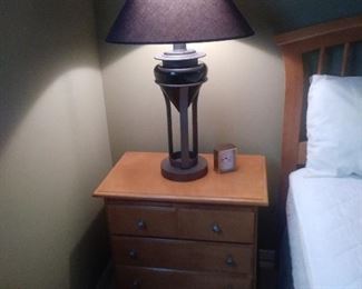 Second Bronze Lamp and Bedside Table