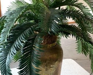  Lovely brass urn with palm fronds.