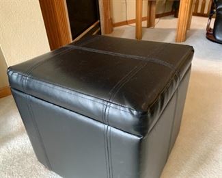 Black "leather" ottoman with storage.