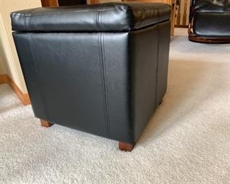 Black "leather" ottoman with storage.