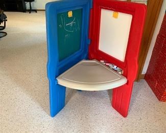 Chalkboard, whiteboard, painting easel.