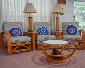 Vintage bamboo furniture group
