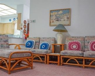 Vintage bamboo furniture group