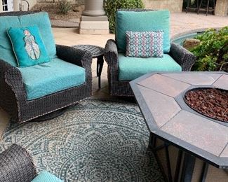 Patio Seating, Area Rug, Firepit