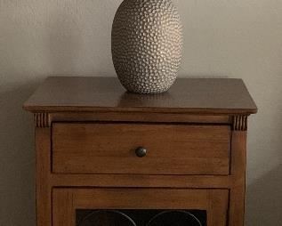 End Table w Iron Scroll Door, Table Lamp