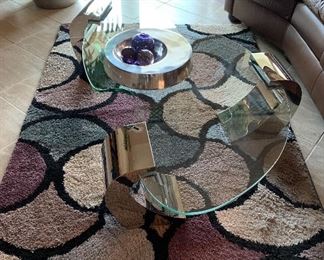 Area Rug Orian Halfmoon Steel Blue 63 x 90, Modern Coffee Table