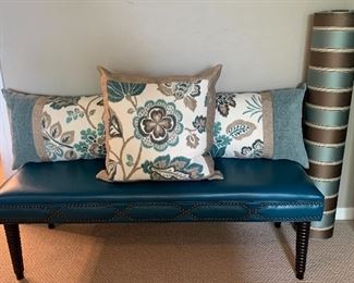 Turquoise Bench, Custom Pillows