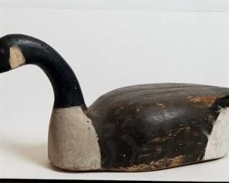 Large vintage wood carved duck