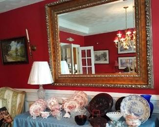 Extra large mirror, English Castles china, more