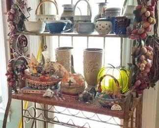 Second Bakers Rack, Jim Shore Thanksgiving ,  artist pottrry, lighted vine pumpkin