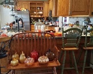 Bench and Bar Stools and PUMPKINS