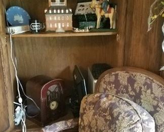 Turkey lamp,  Williamsburg  decor,  repro radio, cool chair