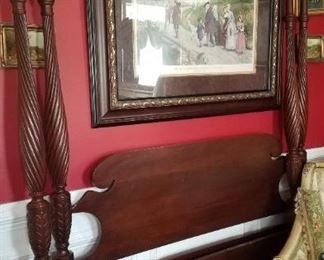 Craftique tobacco leaf carved bed