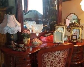 Vanity--mirror opens to jewelry cabinet