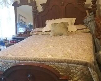 Victorian style bed, wall hanging