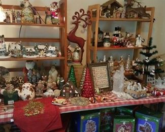 Thomad Kincaid houses, reproduction feather tree, several Nativities, Boyds