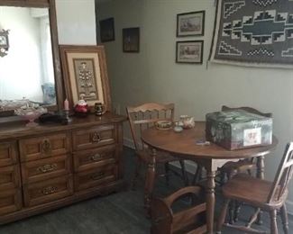 Dresser, Kitchen table with 3 chairs