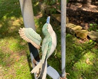 Metal bird yard art
