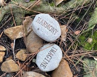 Harmony & Imagine yard decor rocks