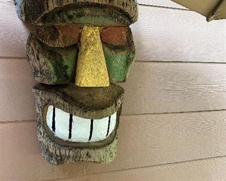 Carved & painted LARGE wood mask