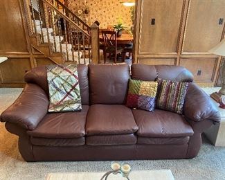 Brown leather couch