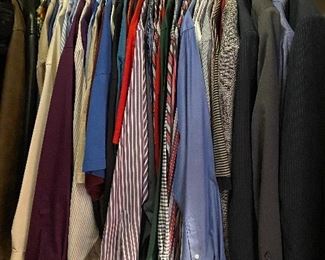 Men's long sleeve dress shirts, suit jackets and two piece suits
