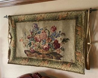 LARGE tapestry wall hanging with rod