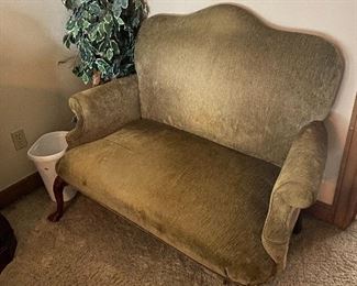 Grey/green microfiber love seat