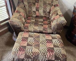 Cloth chair & ottoman