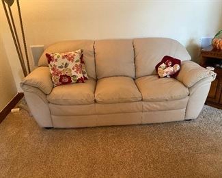 Cream colored leather couch