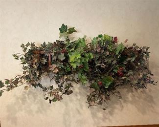Wrought-iron faux ivy hanging basket