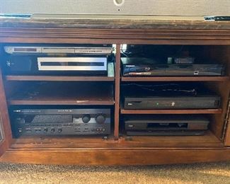 Marble top TV cabinet w/built in speakers and all electronics seen in picture included