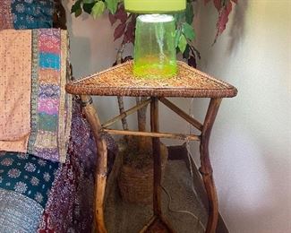 Triangle top wicker plant stand