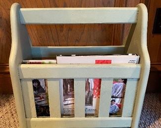 Wood slat magazine holder