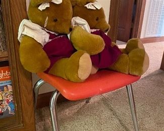 Vintage school chair = retro orange color