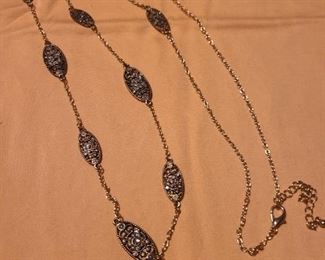 Rhinestone vintage long chain necklace