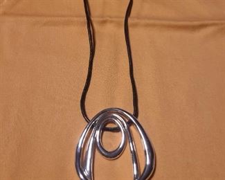 3 circle black cord necklace