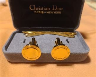 Christian Dior tie clip and cuff links