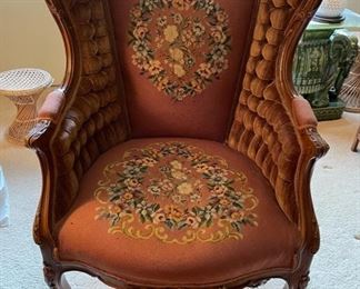 Antique Tufted Barrel Wingback Armchair 