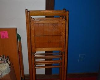 (2) Pair Vintage Rustic Wood Slat Folding Seat Stadium Auditorium Chairs