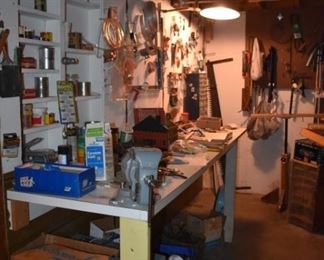 Wood Working Shop, Tools, Wood, Table and So Much More!